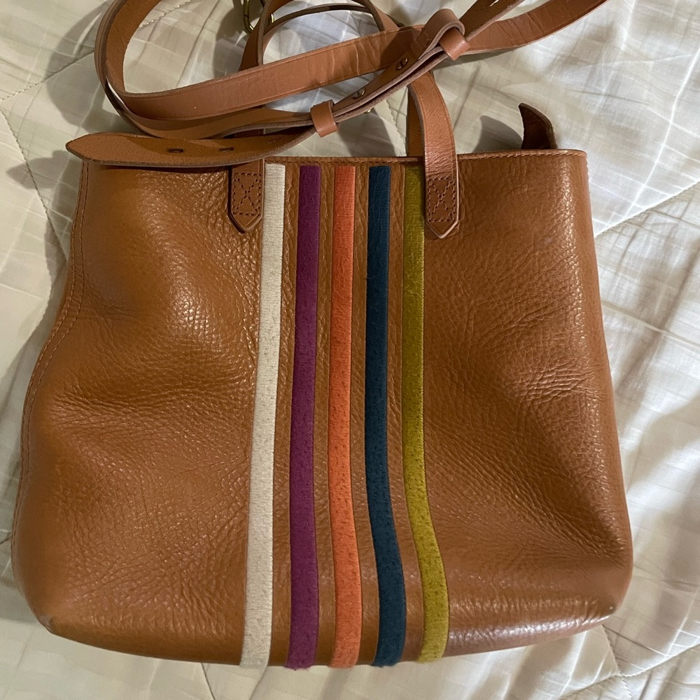 Madewell Transport Stripe Embroidered Zip Top Crossbody